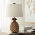 thumbnail image 1 of Regency Hill Paget Tropical Accent Table Lamp 23 3/4" High Pineapple Brown Oatmeal Fabric Tapered Drum Shade for Bedroom Living Room Bedside Office, 1 of 8