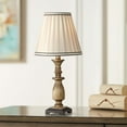 thumbnail image 1 of Regency Hill Ribbed Traditional Rustic Accent Table Lamp 18" High Antique Gold Beige Fabric Pleated Empire Shade for Bedroom Living Room Bedside Kids, 1 of 9
