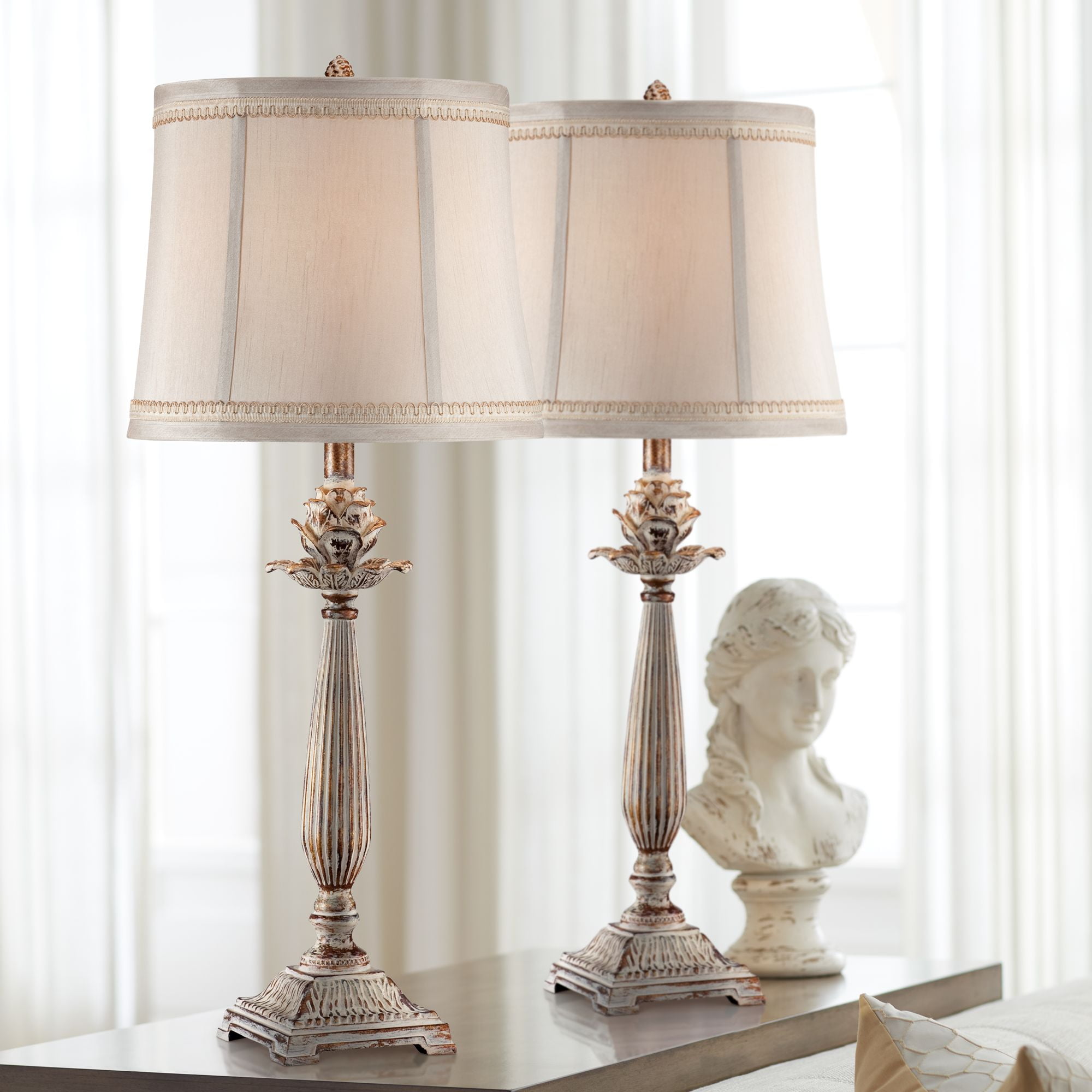 Pale Green Artichoke Embossed Table Lamp For Sale in CT