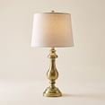 thumbnail image 1 of Regency Hill Traditional Table Lamp 26" High Antique Brass Candlestick White Fabric Drum Shade for Living Room Family Bedroom Bedside, 1 of 9