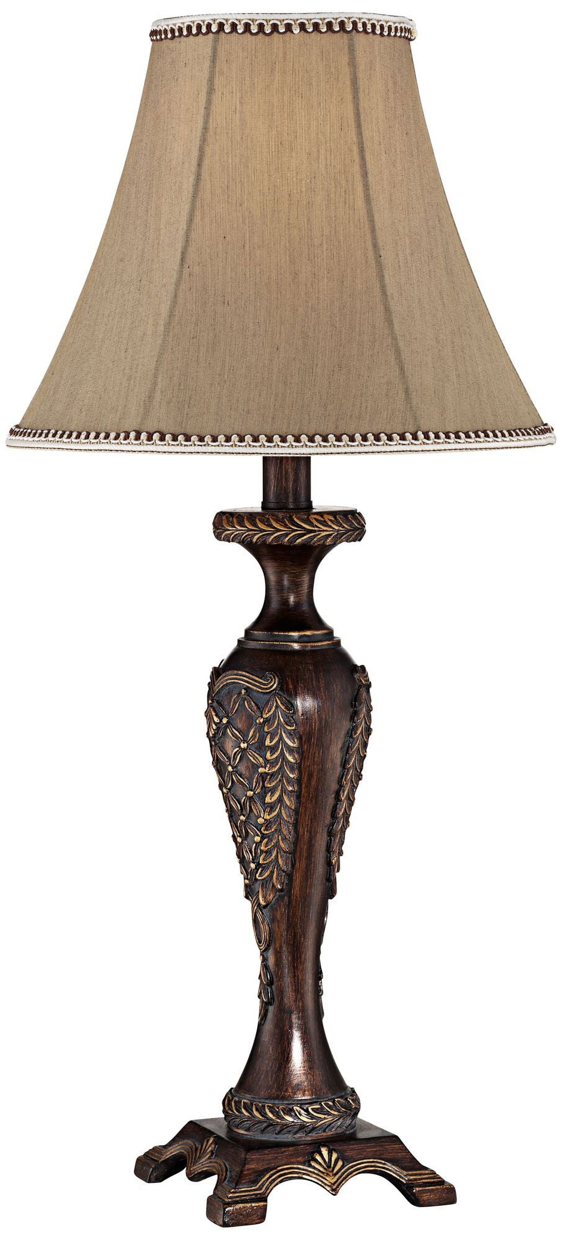 Regency Hill Traditional Vintage Table Lamp 23 1/2" Tall with Dimmer Warm Bronze Candlestick Bell Shade for Bedroom Living Room House Home Bedside
