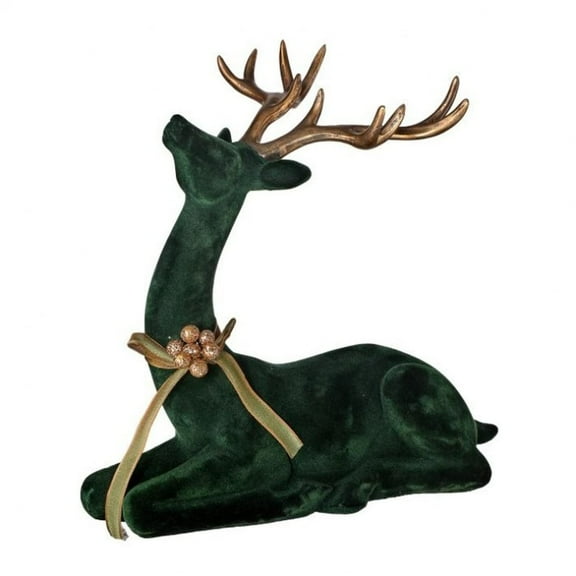 Regency International 10" Resin Flocked Emerald Laying Deer