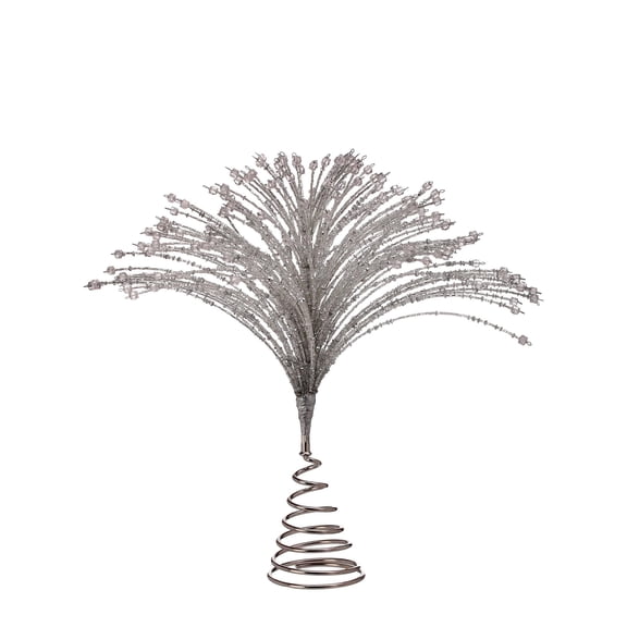 Regency International Glass Beads Tree Topper, 13", Silver