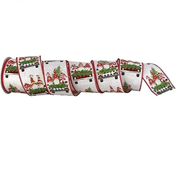 Regency International 2.5 Inches x 10 Yards Santa Gnomes Fabric Ribbon