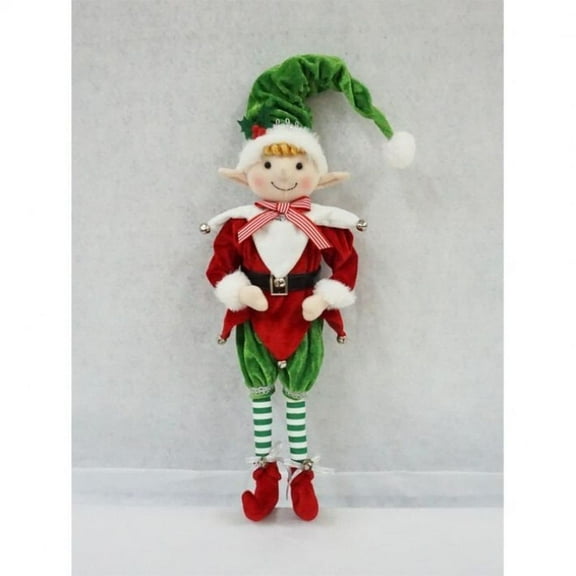 Regency International 26" Bendable Velvet Pixie Elf, Red Green White