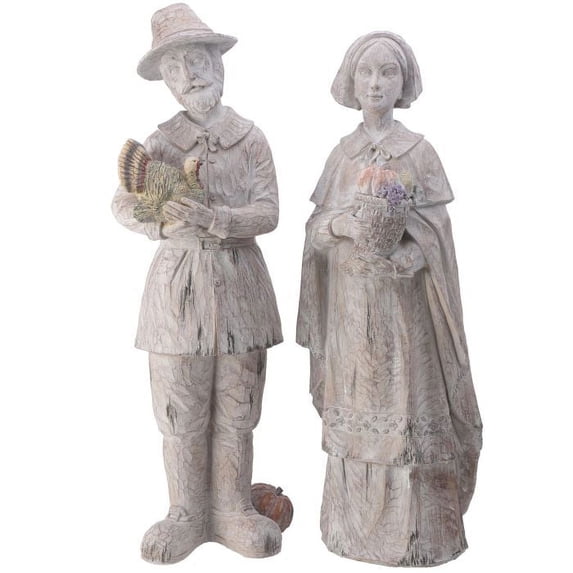 Regency International 27" Resin Weathered Pilgrim Couple 2 Piece Set