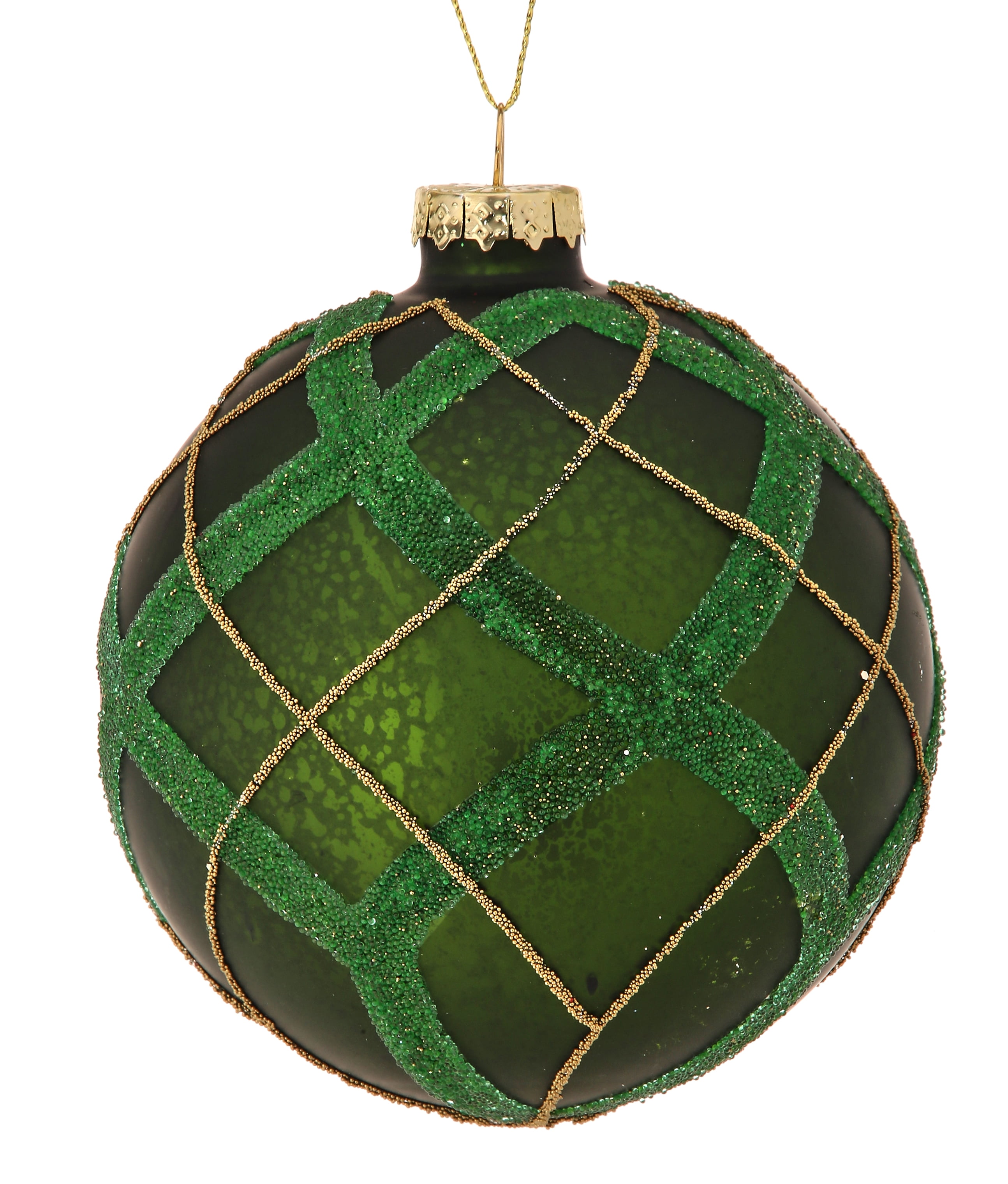 Regency International 100 mm VP Glitter Plaid Ball Ornament Box of 3