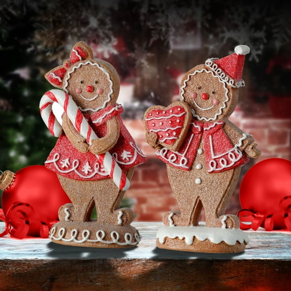 Regency International 6" Resin Peppermint Gingerbread Kids Set of 2