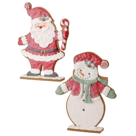 Regency International Clay Dough Santa & Snowman Cookie Figurine, 12-Inch, Multicolor, Set of 2