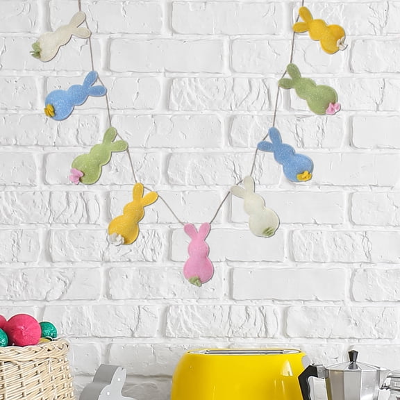 Regency International Glit Felt Bunny Silo Easter Garland 5'