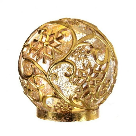Regency International LED Timer Snowflake Water Globe, 6.5 Inch Diameter, Gold