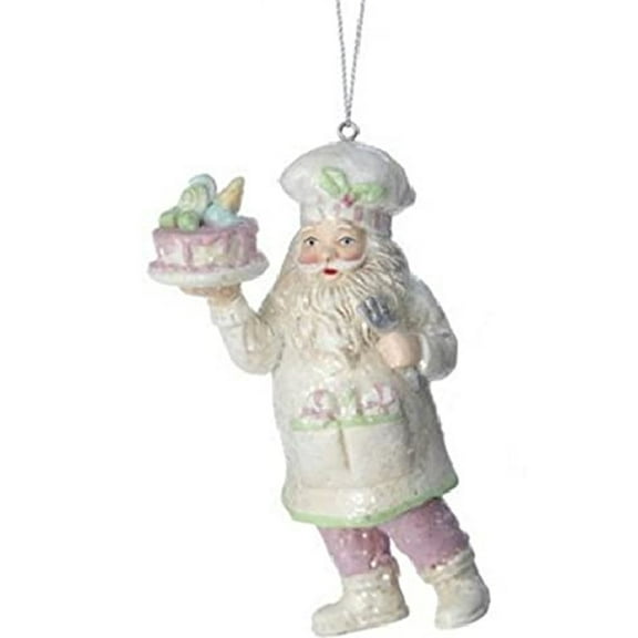 Regency International MTX69052 PTMT Resin Pink and Mint Green Baking Santa Ornament, 4.5 Inches
