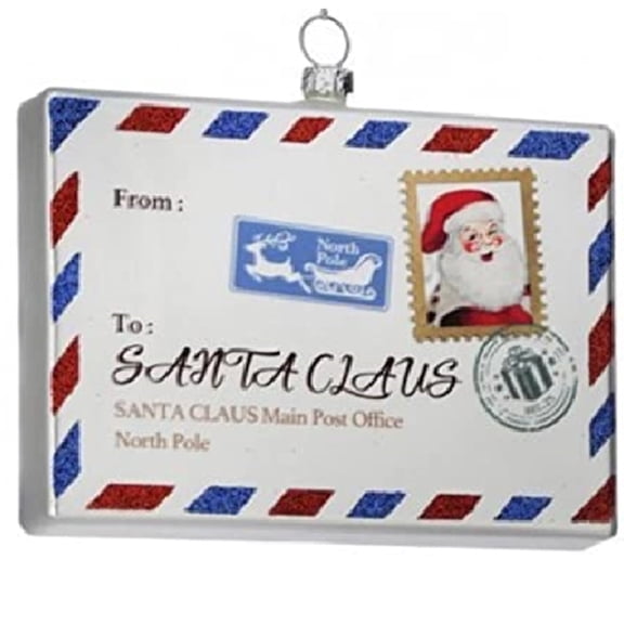 Regency International MTX69194 Glass Santa Claus Post Card Ornament 4.25 Inches