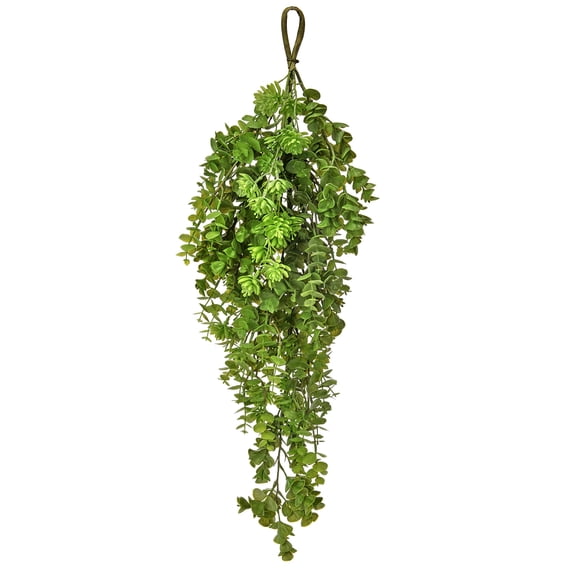 Regency International Natural Touch Eucalyptus and Succulent Artificial Plant Teardrop, 31 Inch, Green