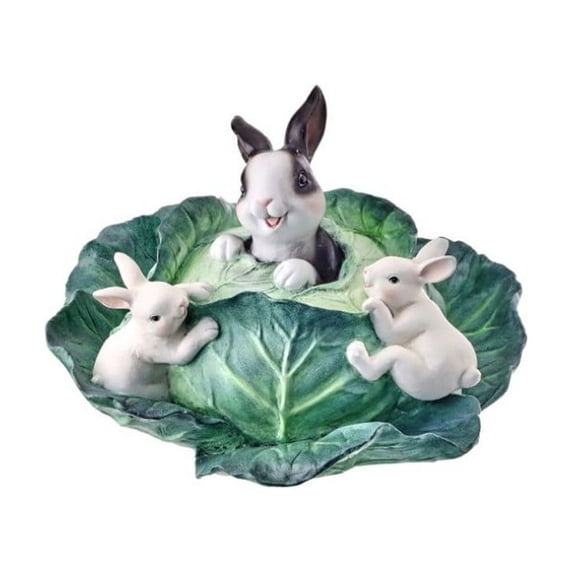 Regency International Playing Bunnies in Cabbage Figurine, 10 inches, Natural