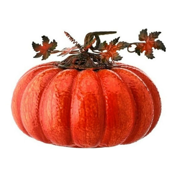 Regency International Pumpkin with Vine and Leaves Figurine, 17 inches, Orange