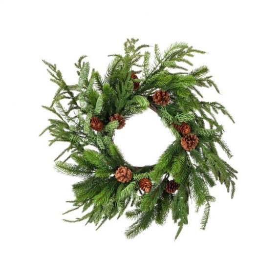 Regency International Real Touch Norfolk, Spruce and Juniper Christmas Wreath, 20-inch Diameter, Holiday Season Decor