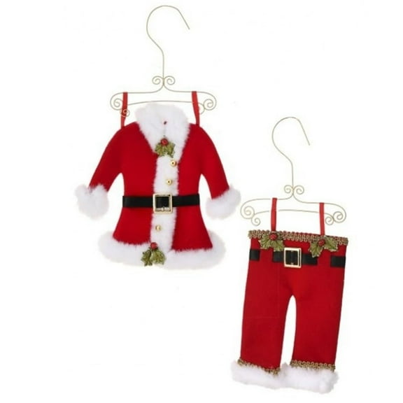 Regency International Velvet Santa Coat and Pants Ornaments 12 Inches Set of 2