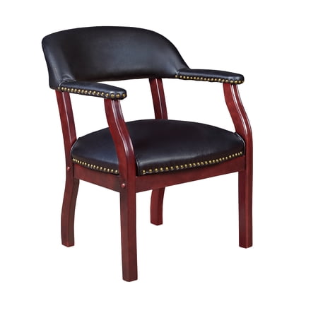 Regency Ivy League Vinyl Captain Chair with Mahogany Wooden Frame
