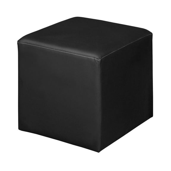 Regency Upholstered Soft Jean Plush Square Ottoman - Black