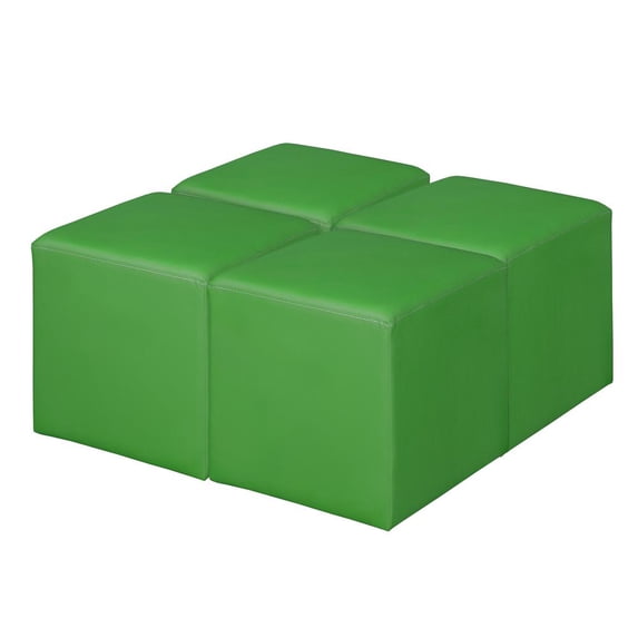 Regency Jean Square Vinyl Ottoman (Set of 4)- Envy Green