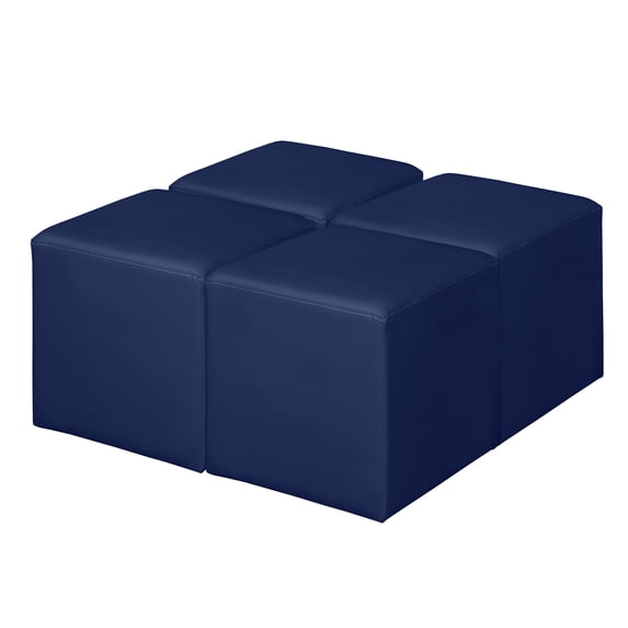 Regency Jean Square Vinyl Ottoman (Set of 4)- Naval Blue