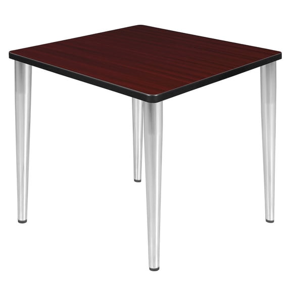Regency 30 in. Square Breakroom Table- Mahogany Top, Chrome Tapered Legs