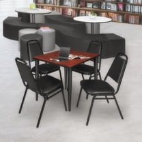 Regency Kahlo 30 in. Square Breakroom Table- Cherry Top, Black Base & 4 Restaurant Stack Chairs- Black