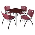 thumbnail image 1 of Regency Kahlo 30 in. Square Breakroom Table- Mahogany Top, Chrome Base & 4 M Stack Chairs- Burgundy, 1 of 8