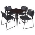 thumbnail image 1 of Regency Kahlo 30 in. Square Breakroom Table- Mocha Walnut Top, Black Base & 4 Zeng Stack Chairs- Black, 1 of 8