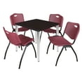 thumbnail image 1 of Regency Kahlo 30 in. Square Breakroom Table- Mocha Walnut Top, Chrome Base & 4 M Stack Chairs- Burgundy, 1 of 8