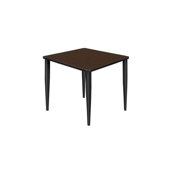 Regency Kahlo 30 in. Square Breakroom Table- Neo Walnut Top, Black Tapered Legs