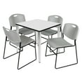 thumbnail image 1 of Regency Kahlo 30 in. Square Breakroom Table- White Top, Chrome Base & 4 Zeng Stack Chairs- Grey, 1 of 8