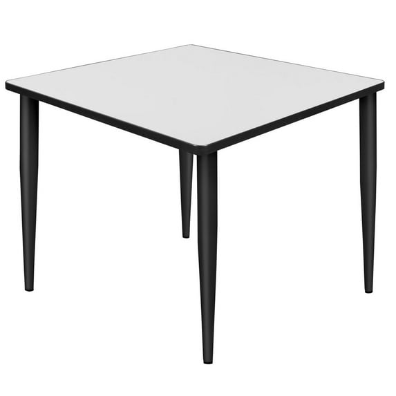 Kahlo 36" Square Tapered Leg Wood Table- White/ Black