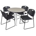 thumbnail image 1 of Regency Kahlo 36 in. Round Breakroom Table- Maple Top, Chrome Base & 4 Zeng Stack Chairs- Black, 1 of 9