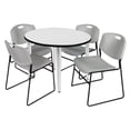 thumbnail image 1 of Regency Kahlo 36 in. Round Breakroom Table- White Top, Chrome Base & 4 Zeng Stack Chairs- Grey, 1 of 8