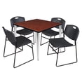 thumbnail image 1 of Regency Kahlo 36 in. Square Breakroom Table- Cherry Top, Chrome Base & 4 Zeng Stack Chairs- Black, 1 of 8