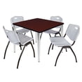 thumbnail image 1 of Regency Kahlo 36 in. Square Breakroom Table- Mahogany Top, Chrome Base & 4 M Stack Chairs- Grey, 1 of 8