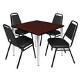 thumbnail image 1 of Regency Kahlo 36 in. Square Breakroom Table- Mahogany Top, Chrome Base & 4 Restaurant Stack Chairs- Black, 1 of 8