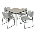 thumbnail image 1 of 36" Square Breakroom Table- Maple Top- Chrome Base & 4 Zeng Stack Chairs- Grey, 1 of 10