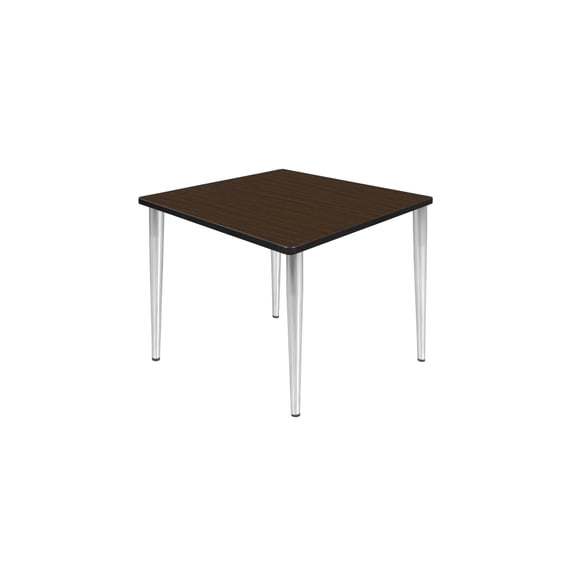 Regency Kahlo 36 in. Square Breakroom Table- Neo Walnut Top, Chrome Tapered Legs