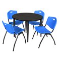 thumbnail image 1 of Regency Kahlo 42 in. Round Breakroom Table- Ash Grey Top, Black Base & 4 M Stack Chairs- Blue, 1 of 8