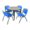 thumbnail image 1 of Kahlo 42 in. Round Breakroom Table- Maple Top- Black Base & 4 Stack Chairs- Blue, 1 of 6