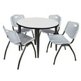 thumbnail image 1 of Regency Kahlo 42 in. Round Breakroom Table- White, Black Base & 4 M Stack Chairs- Grey, 1 of 8
