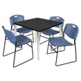 thumbnail image 1 of 42" Square Breakroom Table- Ash Top- Chrome Base & 4 Zeng Stack Chairs- Blue, 1 of 8