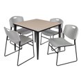 thumbnail image 1 of Regency Kahlo 42 in. Square Breakroom Table- Beige Top, Black Base & 4 Zeng Stack Chairs- Grey, 1 of 8