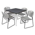 thumbnail image 1 of 42" Square Breakroom Table- Grey Top- Chrome Base & 4 Zeng Stack Chairs- Grey, 1 of 8
