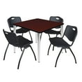 thumbnail image 1 of Regency 42 Square Breakroom Table- Mahogany Top, Chrome Base & 4 M Stack Chairs- Black, 1 of 10