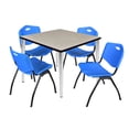 thumbnail image 1 of Regency Kahlo 42 in. Square Breakroom Table- Maple Top, Chrome Base & 4 M Stack Chairs- Blue, 1 of 8