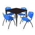 thumbnail image 1 of Regency Kahlo 42 in. Square Breakroom Table- Mocha Walnut Top, Black Base & 4 M Stack Chairs- Blue, 1 of 8